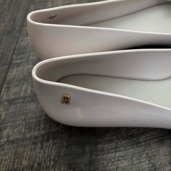 Melissa Ivory Flats with Gold Bow - Picture 3 of 6